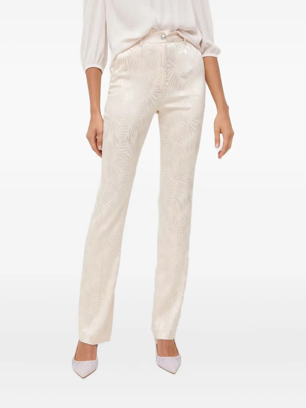 Guess Usa Leaf Pattern Trousers In White