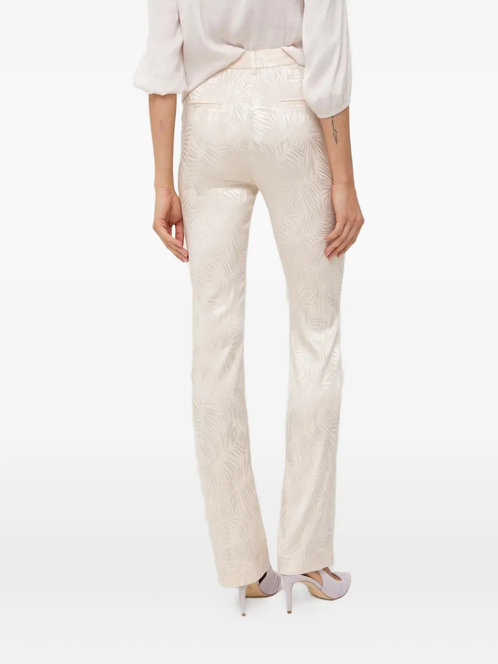 Guess Usa Leaf Pattern Trousers In White