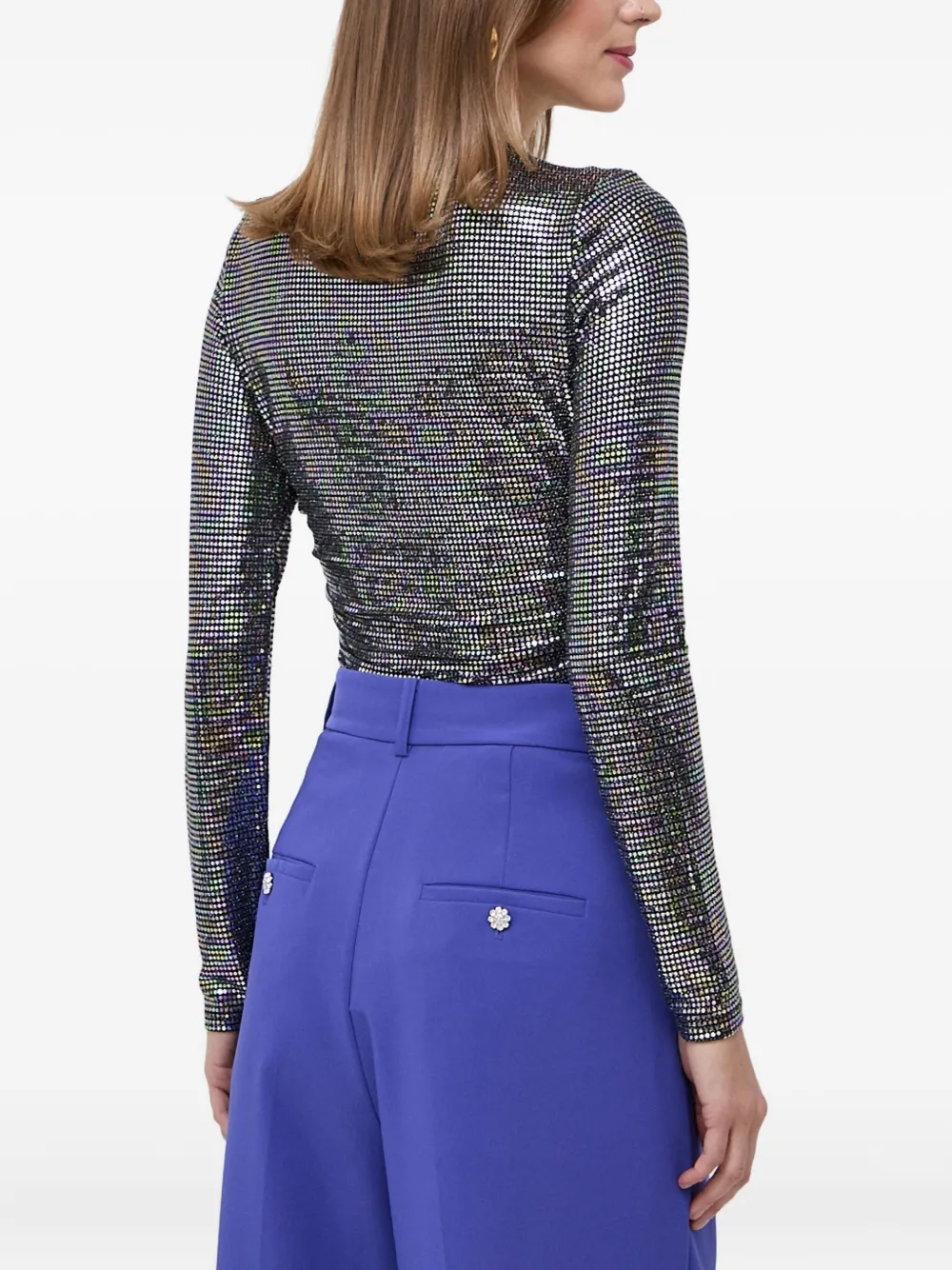 GUESS USA Blouse met pailletten en lange mouwen Grijs