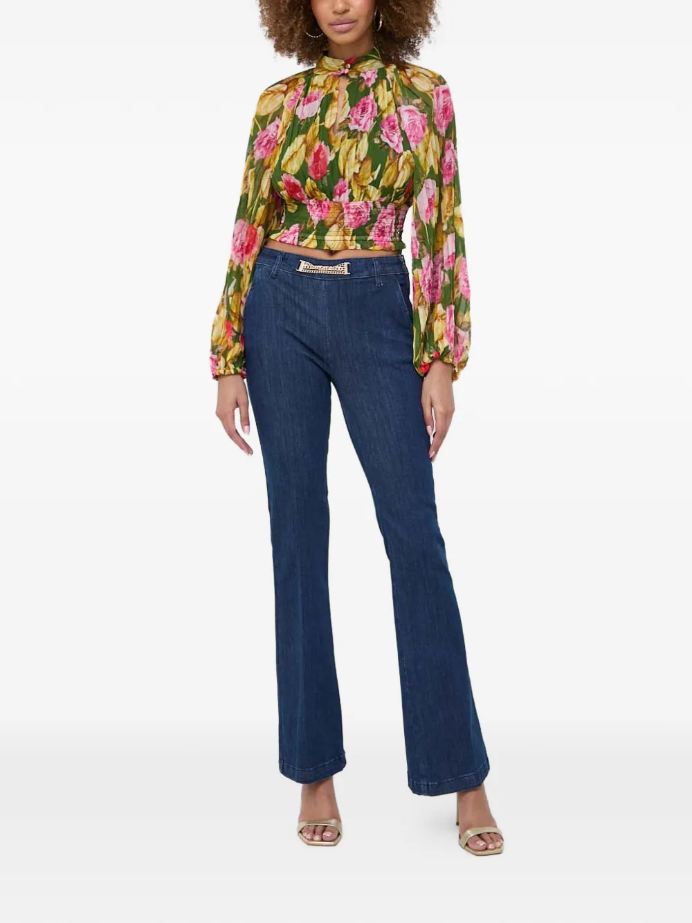 GUESS USA Blouse met bloemenkant - Groen