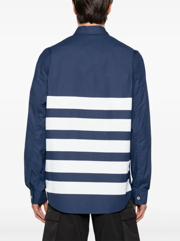 Stone Island stripe detail Shirt Jacket Blue FARFETCH AO