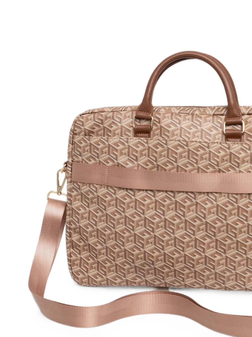 GUESS USA G-Cube laptoptas met logo Beige