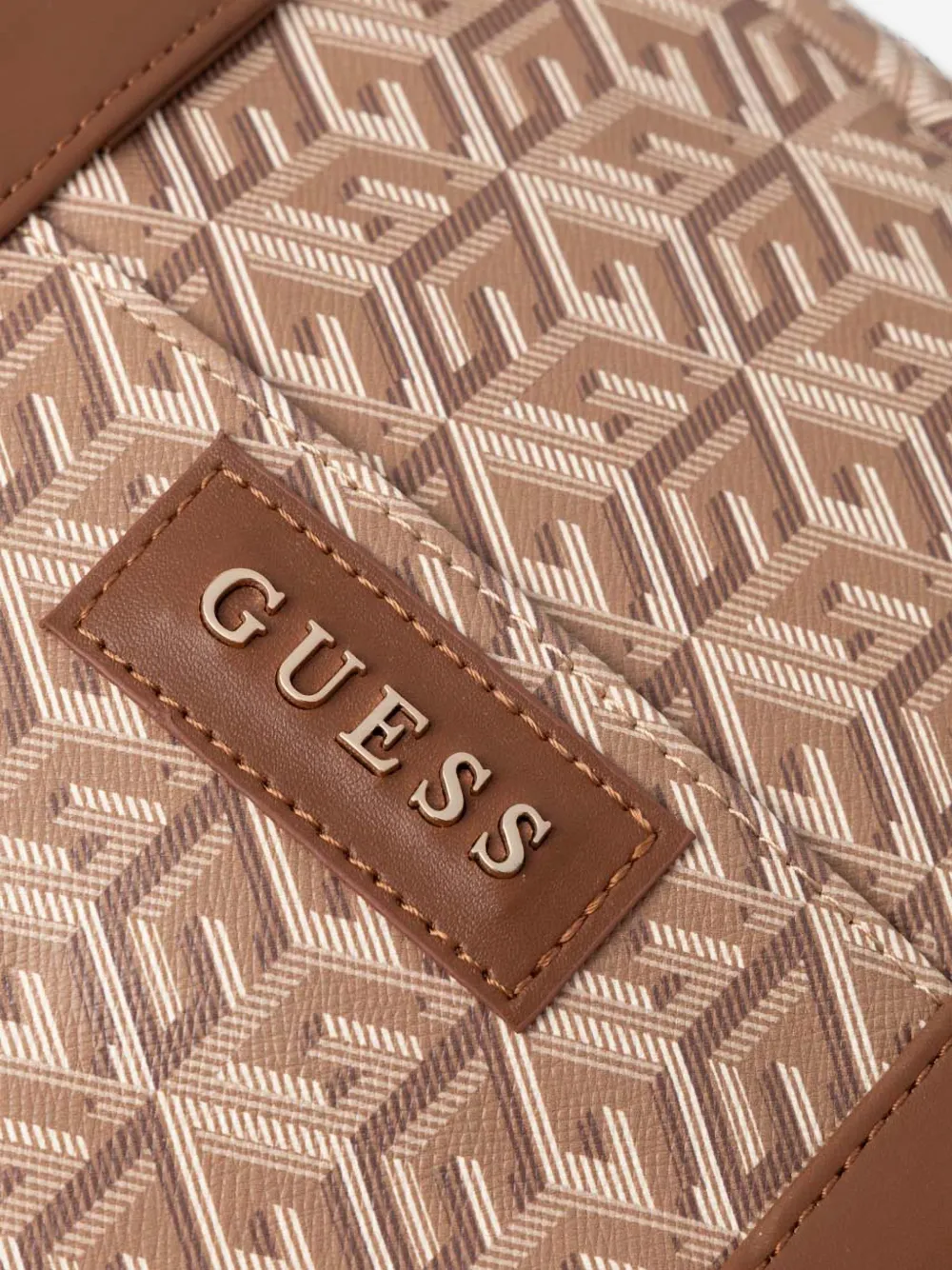 GUESS USA G-Cube laptoptas met logo Beige