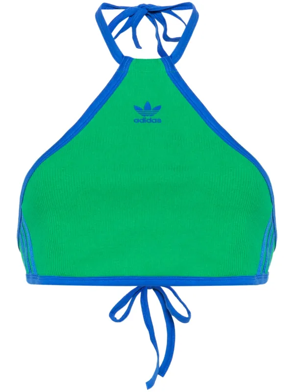 Adidas logo print Halterneck Crop Top Farfetch