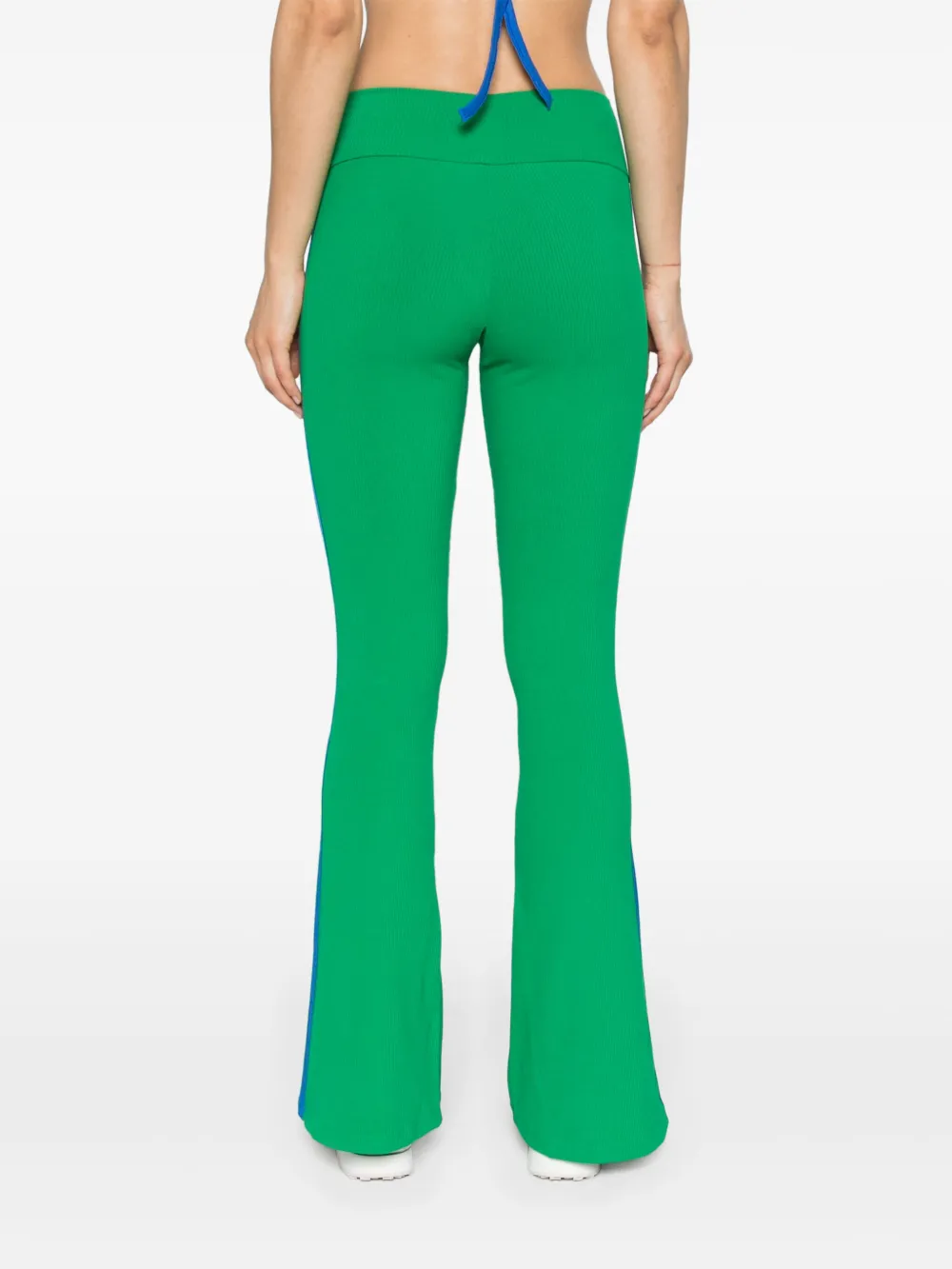 Shop Adidas Originals 3-stripes Flared Trousers In Green