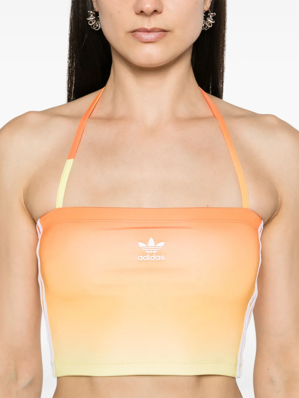 Shop Adidas Originals Trefoil-logo Gradient Top In Orange