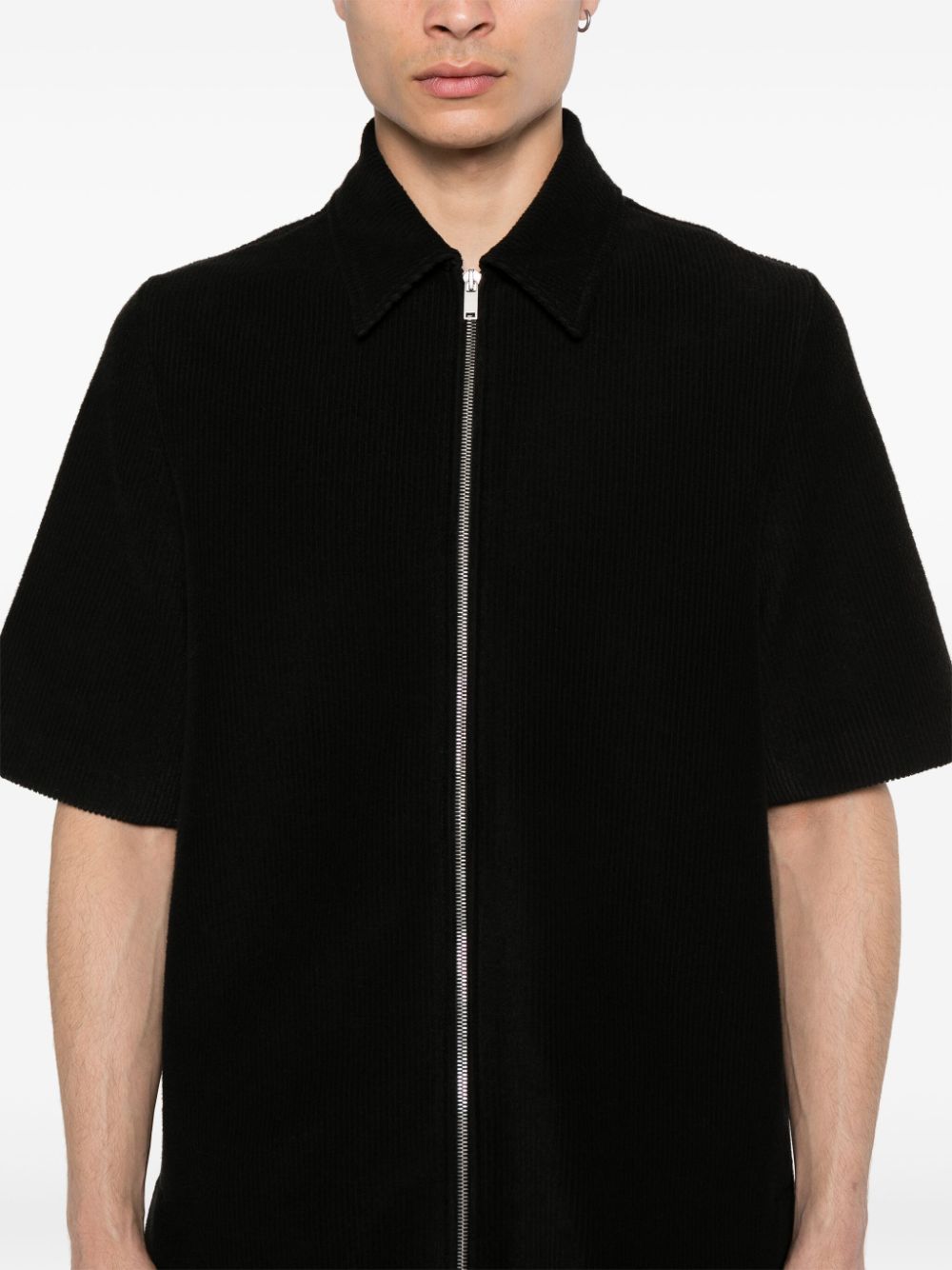 Shop Jil Sander + Towelling Zip-up Shirt In Black