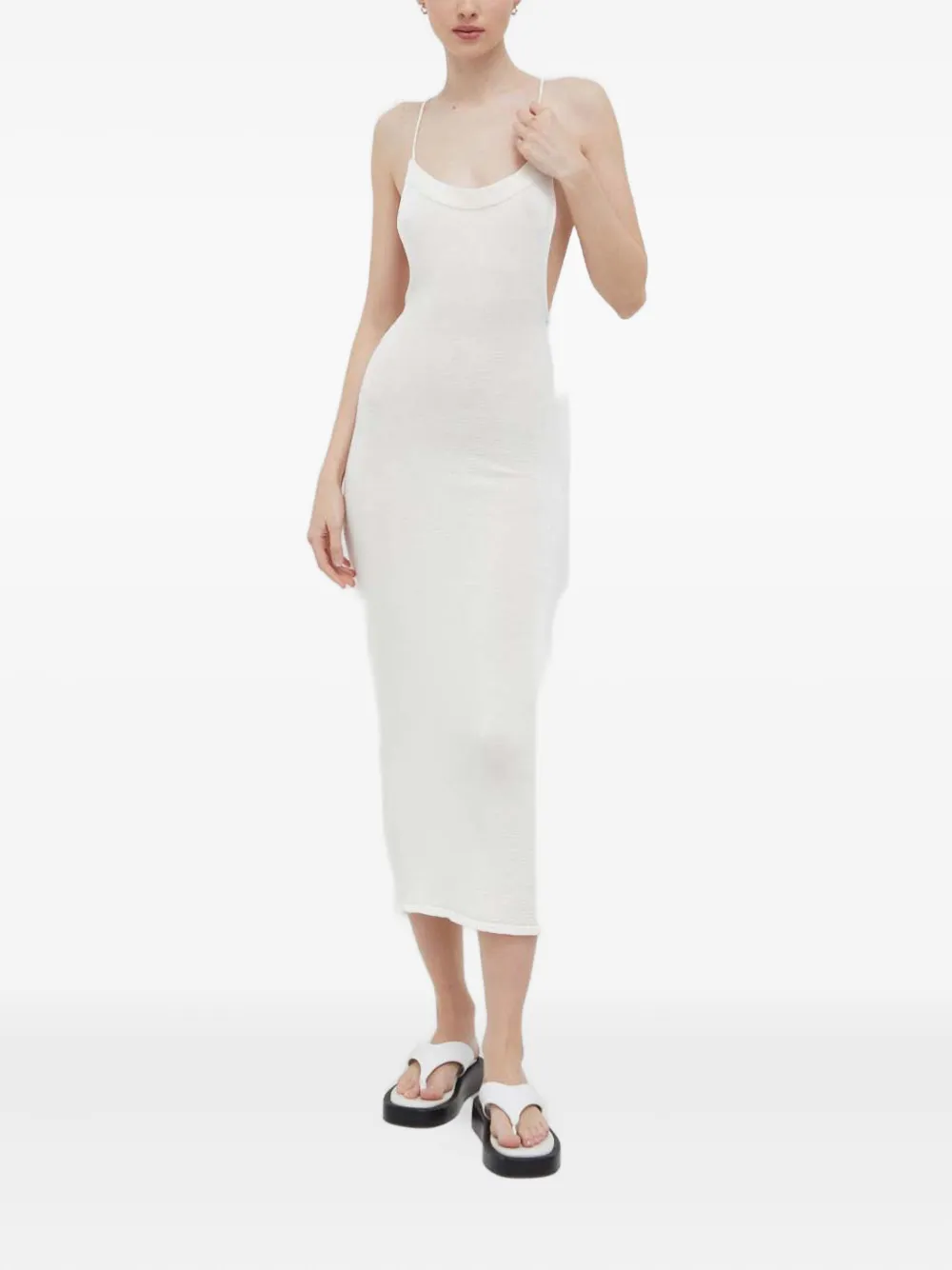 Alohas Open-back Midi Dress In White