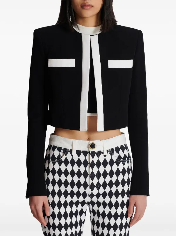 Balmain Spencer Crepe Cropped Jacket Black FARFETCH NZ