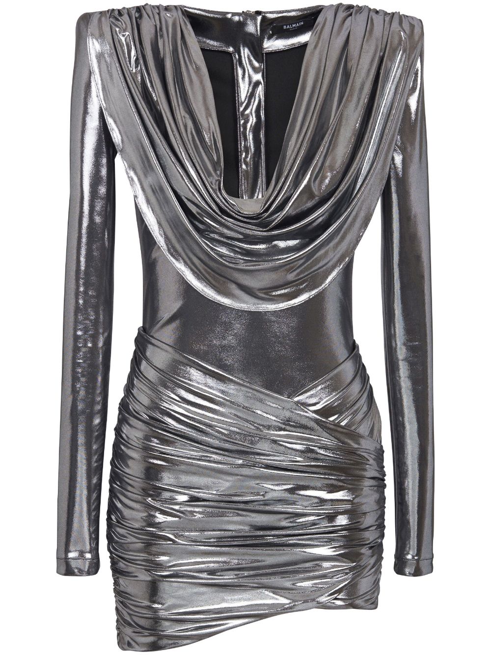 Balmain Minikleid mit drapiertem Ausschnitt - Silber