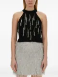 Alysi halter-neck tassel top - Black