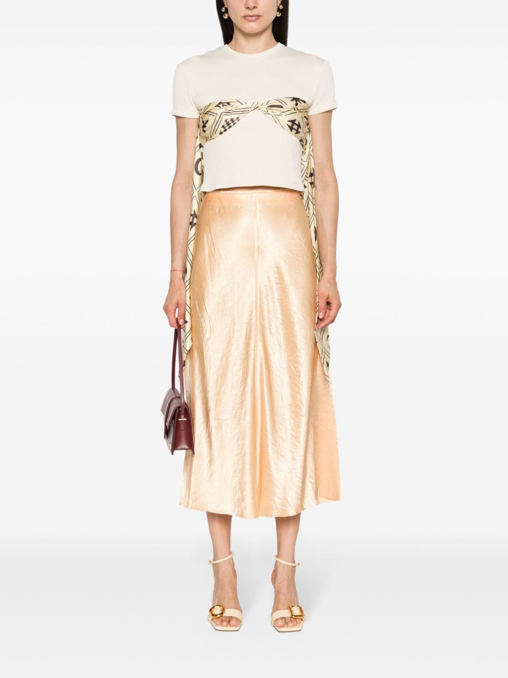 Vince high-waist satin midi skirt - Oranje