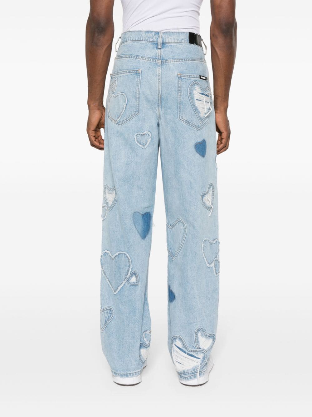 Nahmias Jeans met wijde pijpen en patchwork Blauw