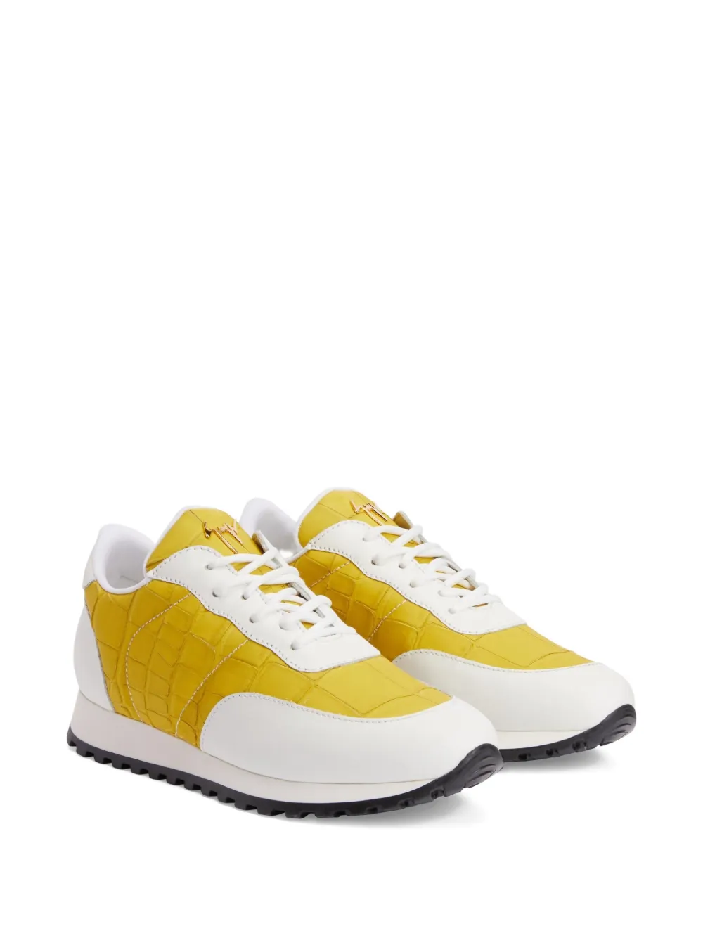 Giuseppe Zanotti Jimi crocodile-effect leather sneakers Geel