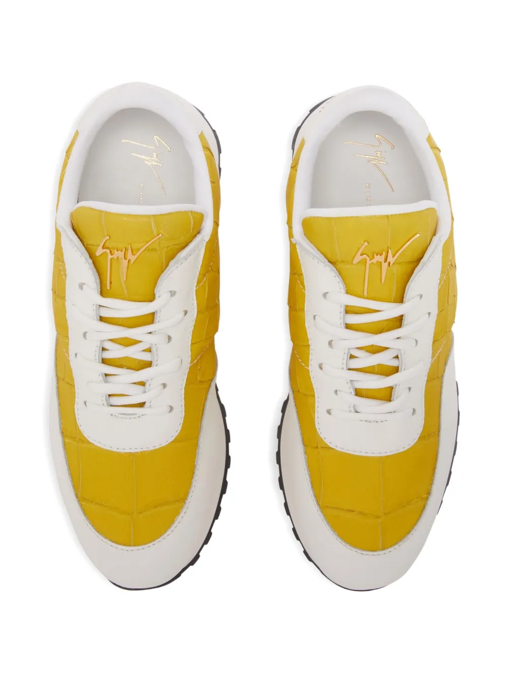 Giuseppe Zanotti Jimi crocodile-effect leather sneakers Geel