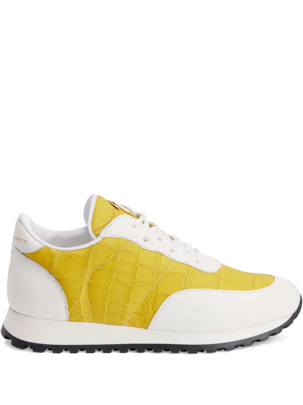 Giuseppe Zanotti Jimi crocodile-effect leather sneakers Geel
