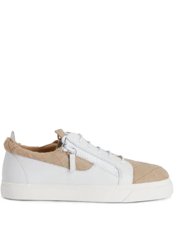 Giuseppe Zanotti FRANKIE Men\'s White Leather Double Zip Low Top Sneakers US 10 Giuseppe Zanotti Frankie Double-Zip Low-Top Sneakers - White  main image 4