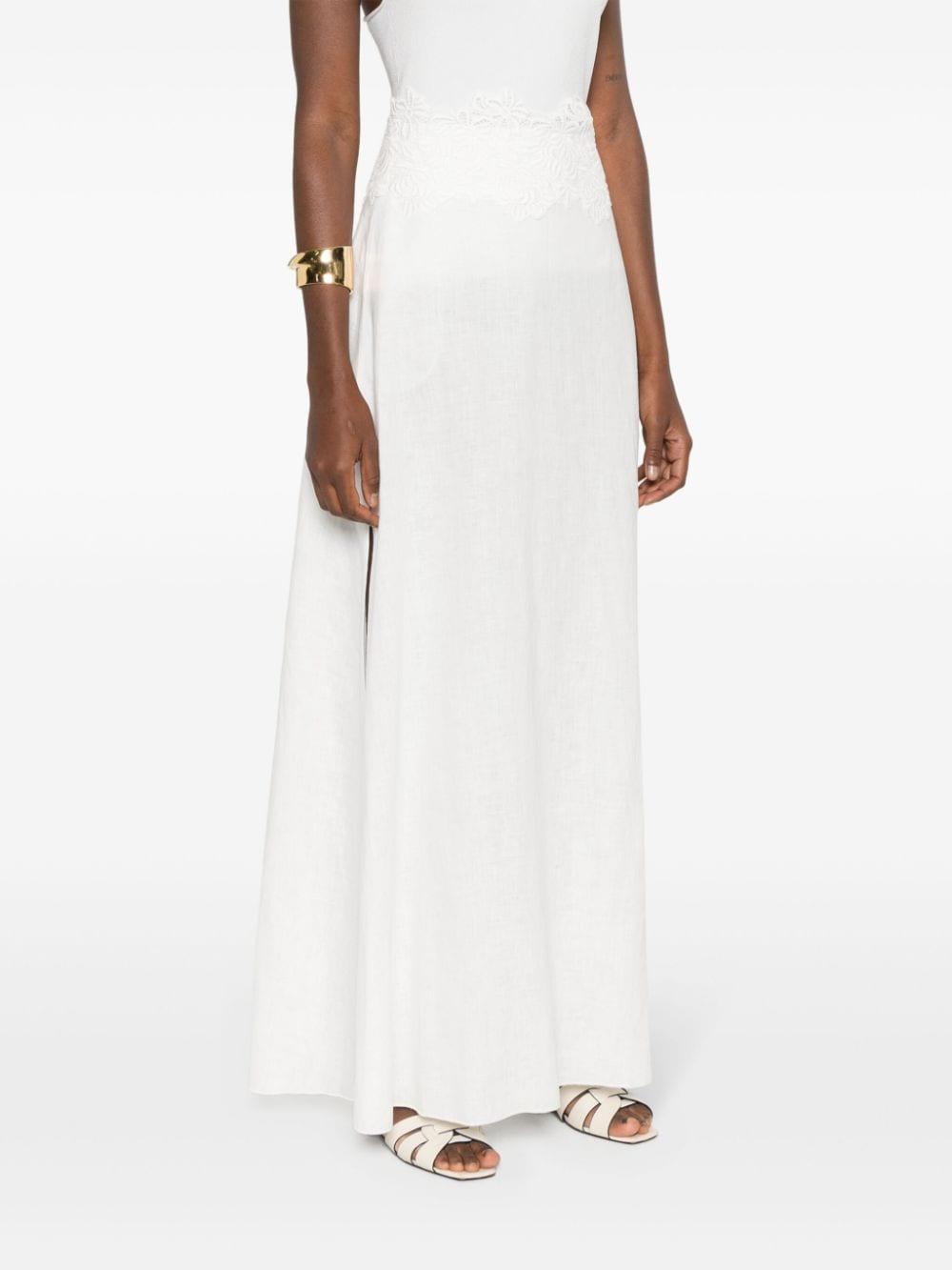 Shop Ermanno Scervino Broderie-anglaise Long Skirt In White