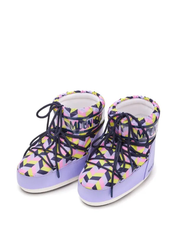 Moon Boot Icon geometric-pattern Print Boots | Purple | FARFETCH AO