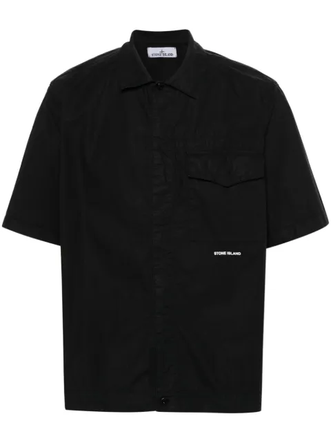 Stone Island logo-embroidered cotton shirt