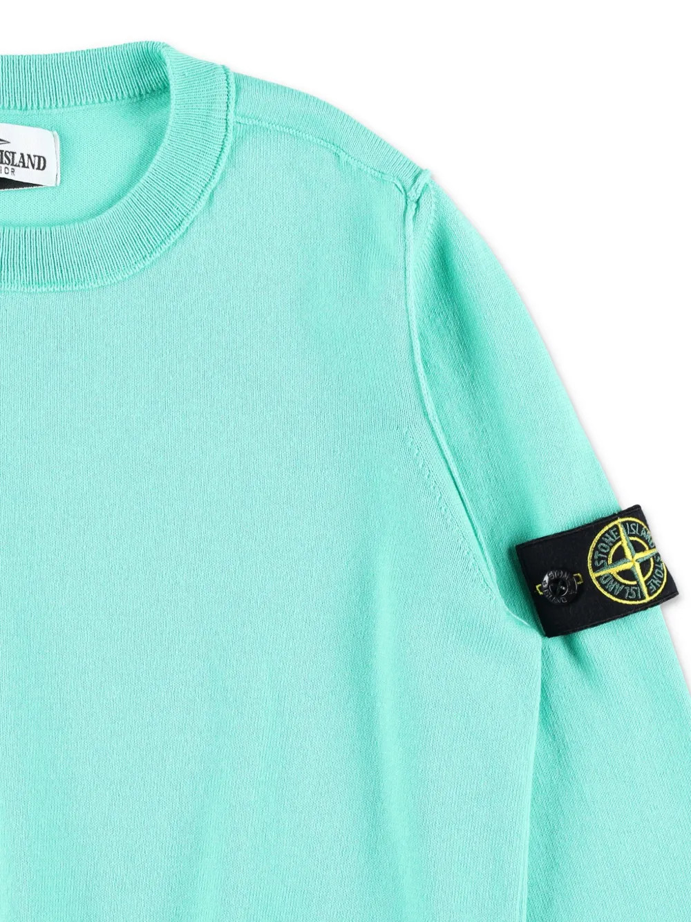 Stone Island Junior Ribgebreide sweater met Compass-logopatroon Blauw