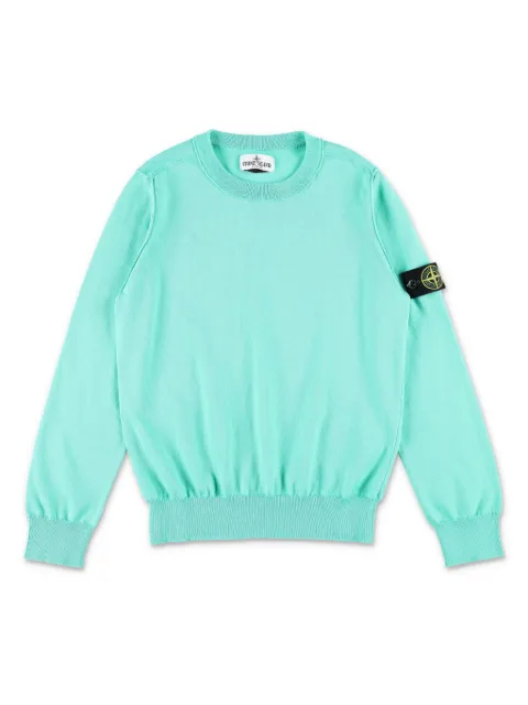 Stone Island Junior Compass motif ribbed knit sweatshirt