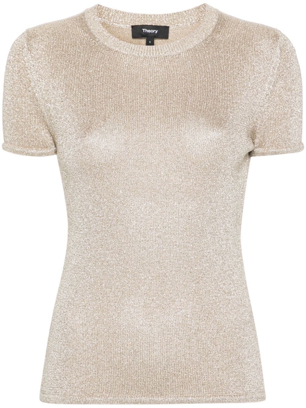 Theory Lurex-detail Fisherman's-knit Top In Neutrals