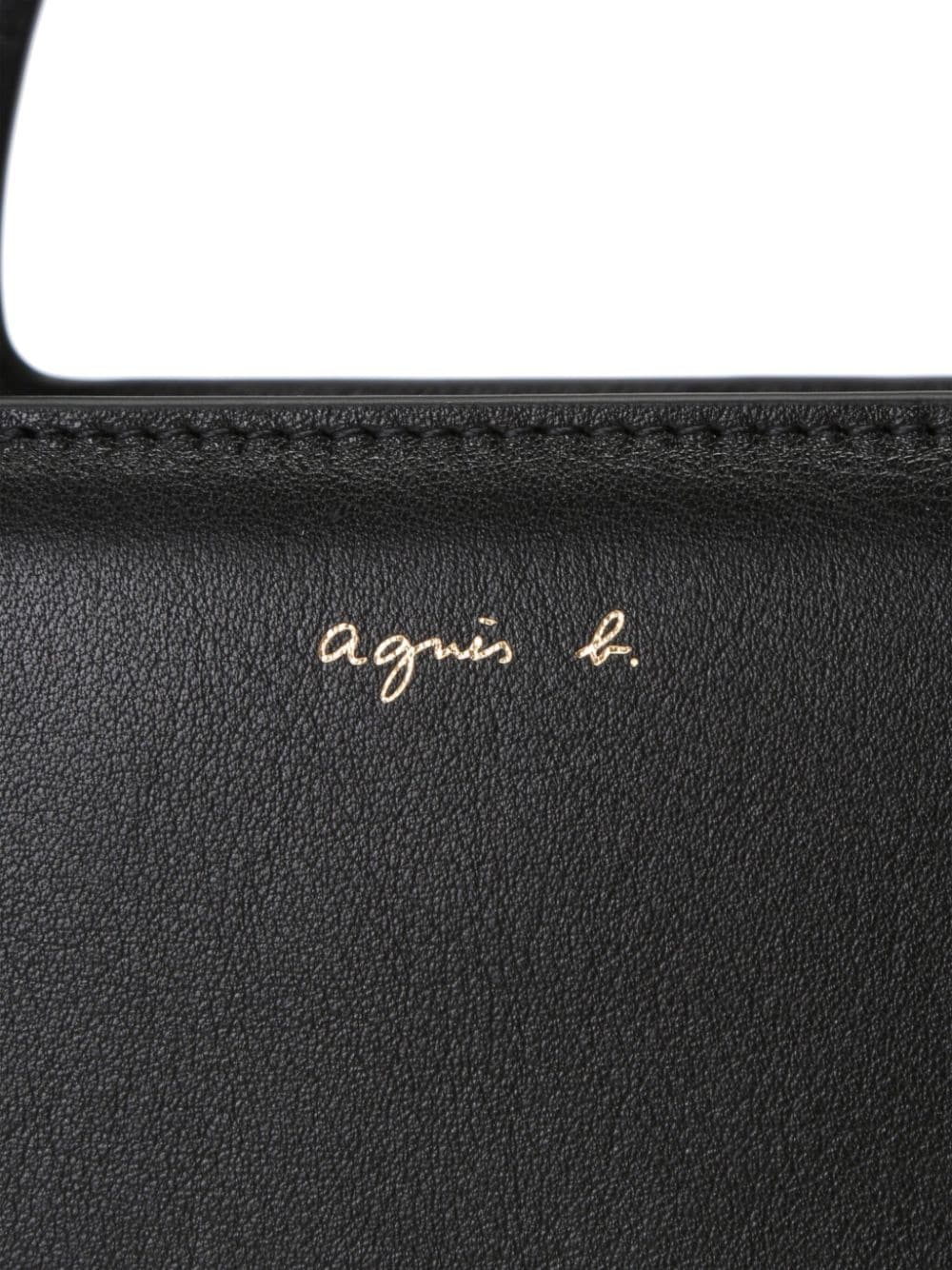Shop Agnès B. Logo-stamp Leather Crossbody Bag In Black