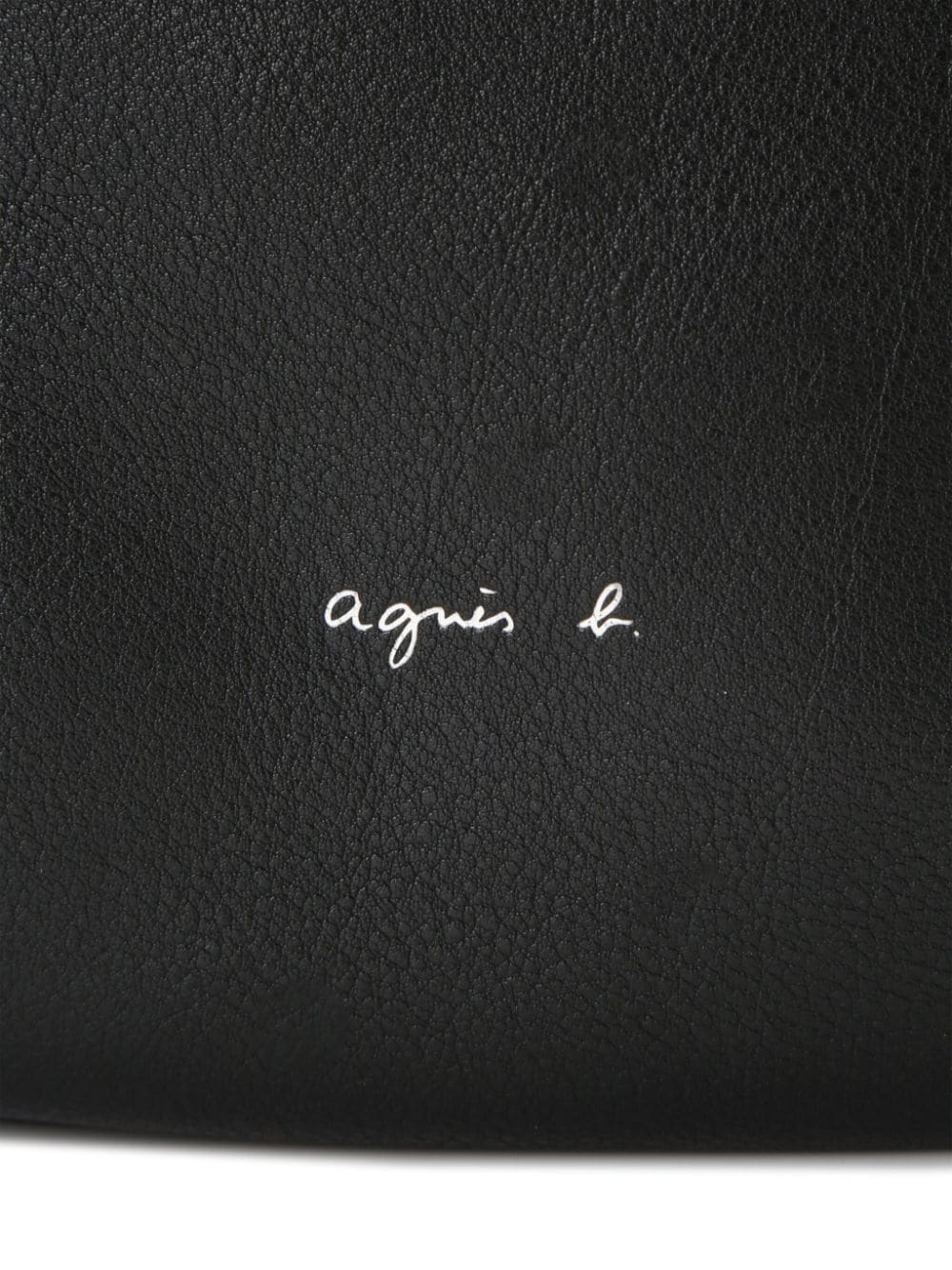 Shop Agnès B. Embossed-logo Leather Backpack In Black