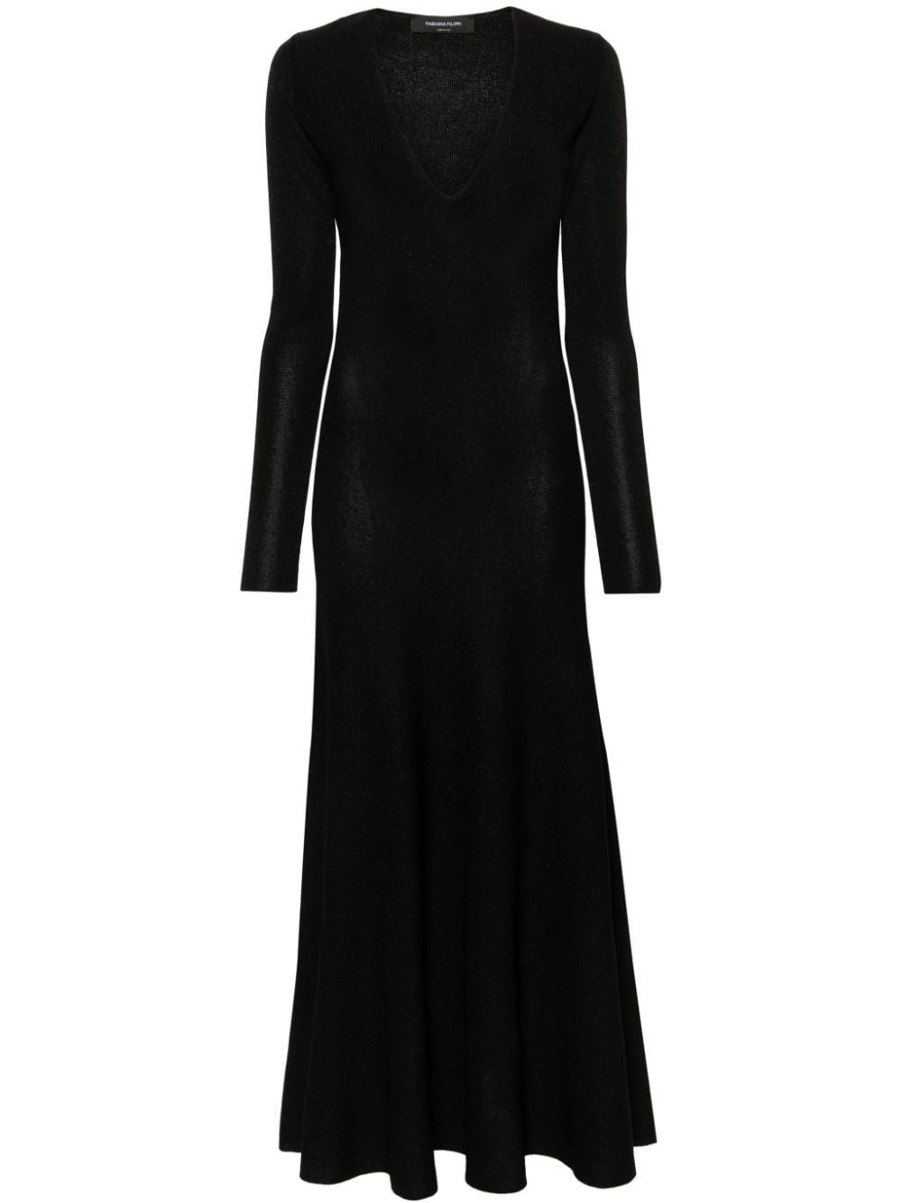 Fabiana Filippi V-neck Knitted Midi Dress In Black