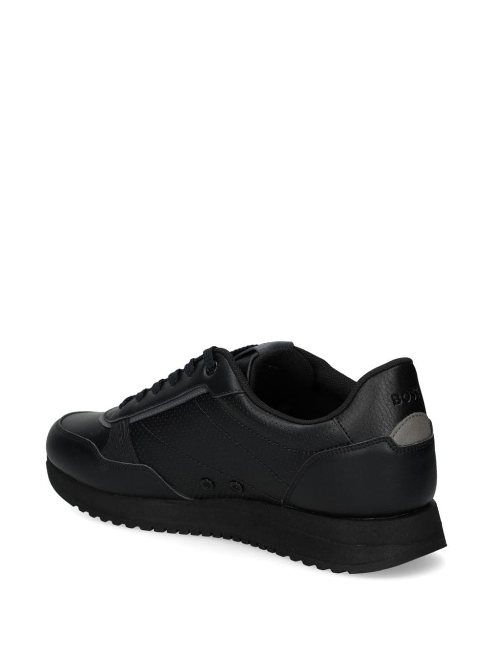Shop Hugo Boss Panelled Perforated Sneakers In Black