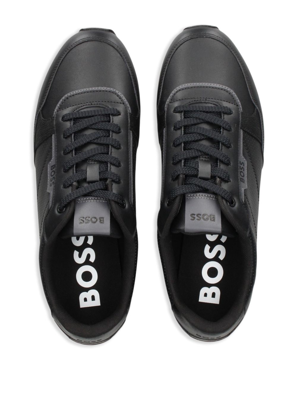 Shop Hugo Boss Panelled Perforated Sneakers In Black