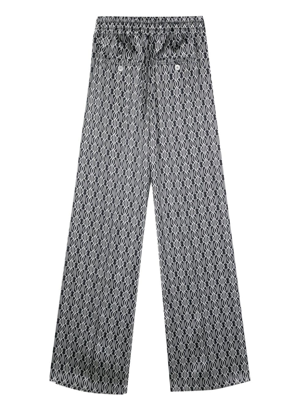 Shop Kiton Abstract Pattern Print Silk Trousers In Black