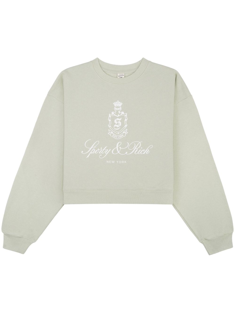 Shop Sporty And Rich Vendome Cropped Cotton Sweatshirt In Green