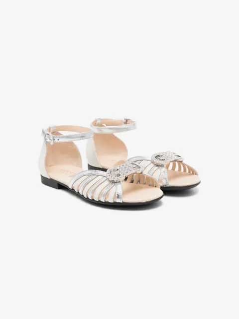 Gucci Kids logo-plaque leather sandals