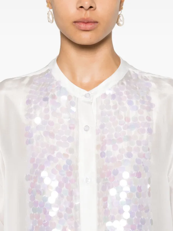 P.A.R.O.S.H. paillette-embellished Shirt Dress | White