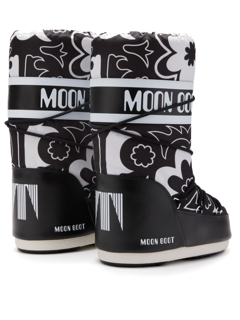 Shop Moon Boot Icon Floral-print Boots In Black