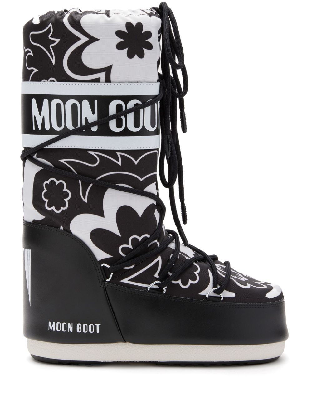 Shop Moon Boot Icon Floral-print Boots In Black