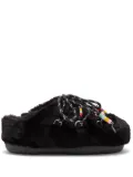 Moon Boot faux-fur beaded slippers - Black