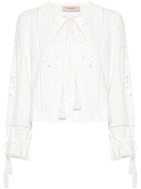 embroidered hook-eye blouse