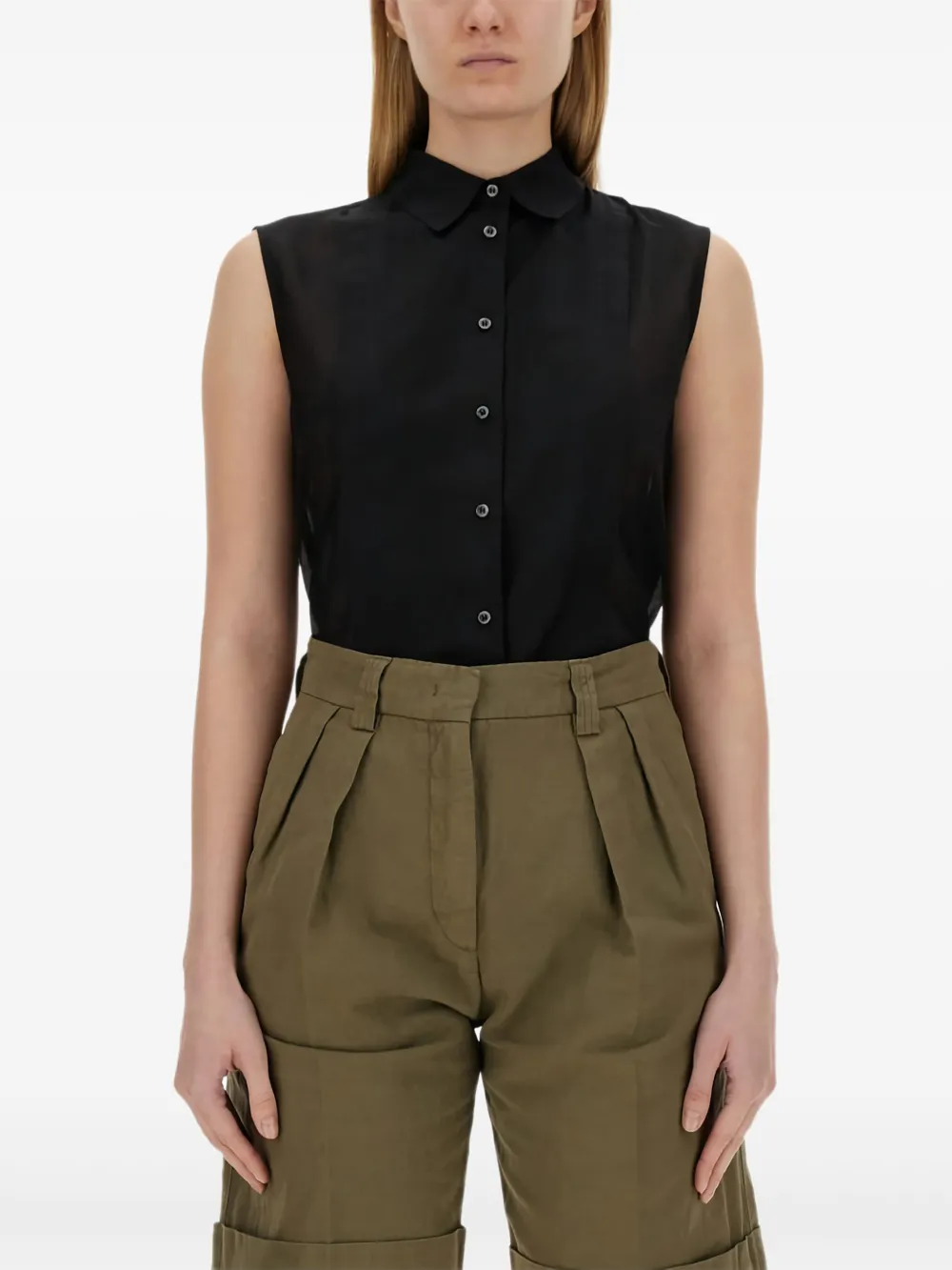 ASPESI sleeveless collared shirt Zwart