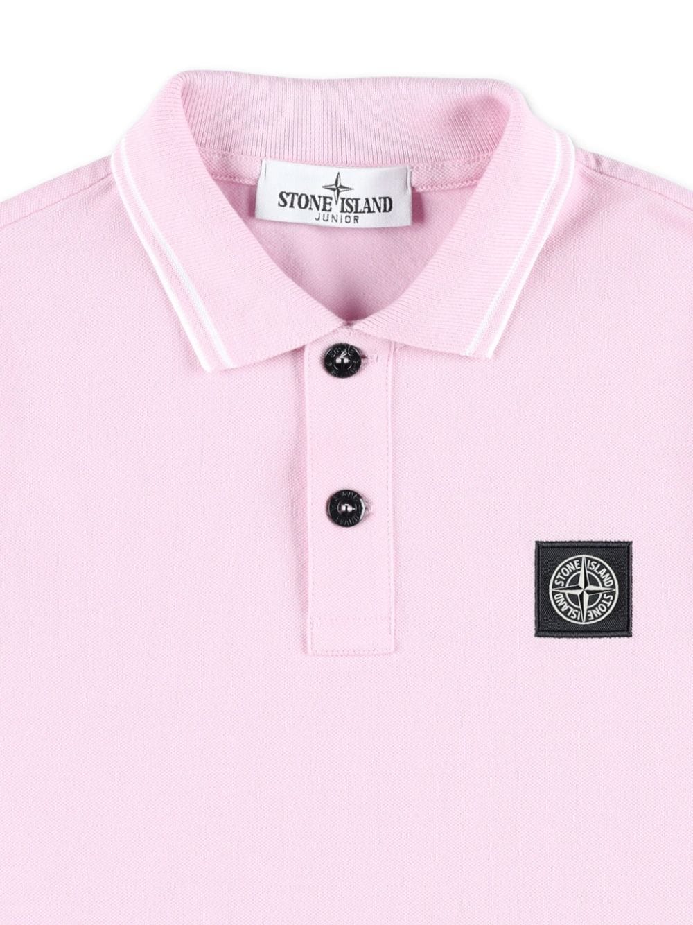 Shop Stone Island Junior Logo-patch Cotton Blend Polo Shirt In Pink
