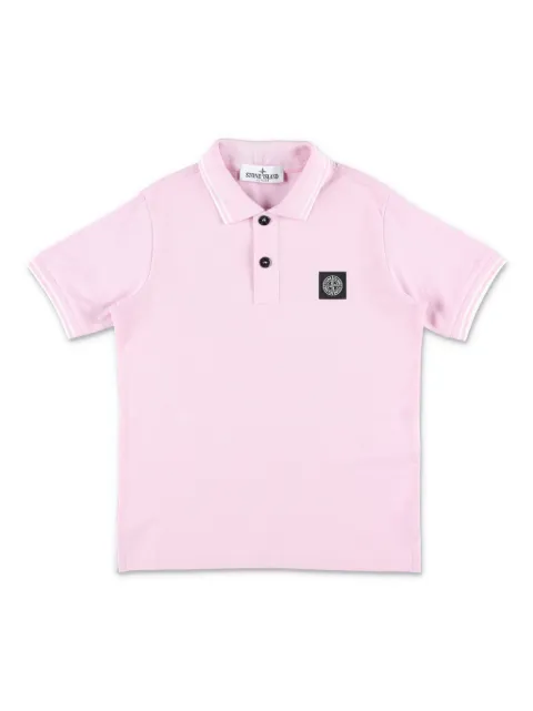 Stone Island Junior logo-patch cotton blend polo shirt
