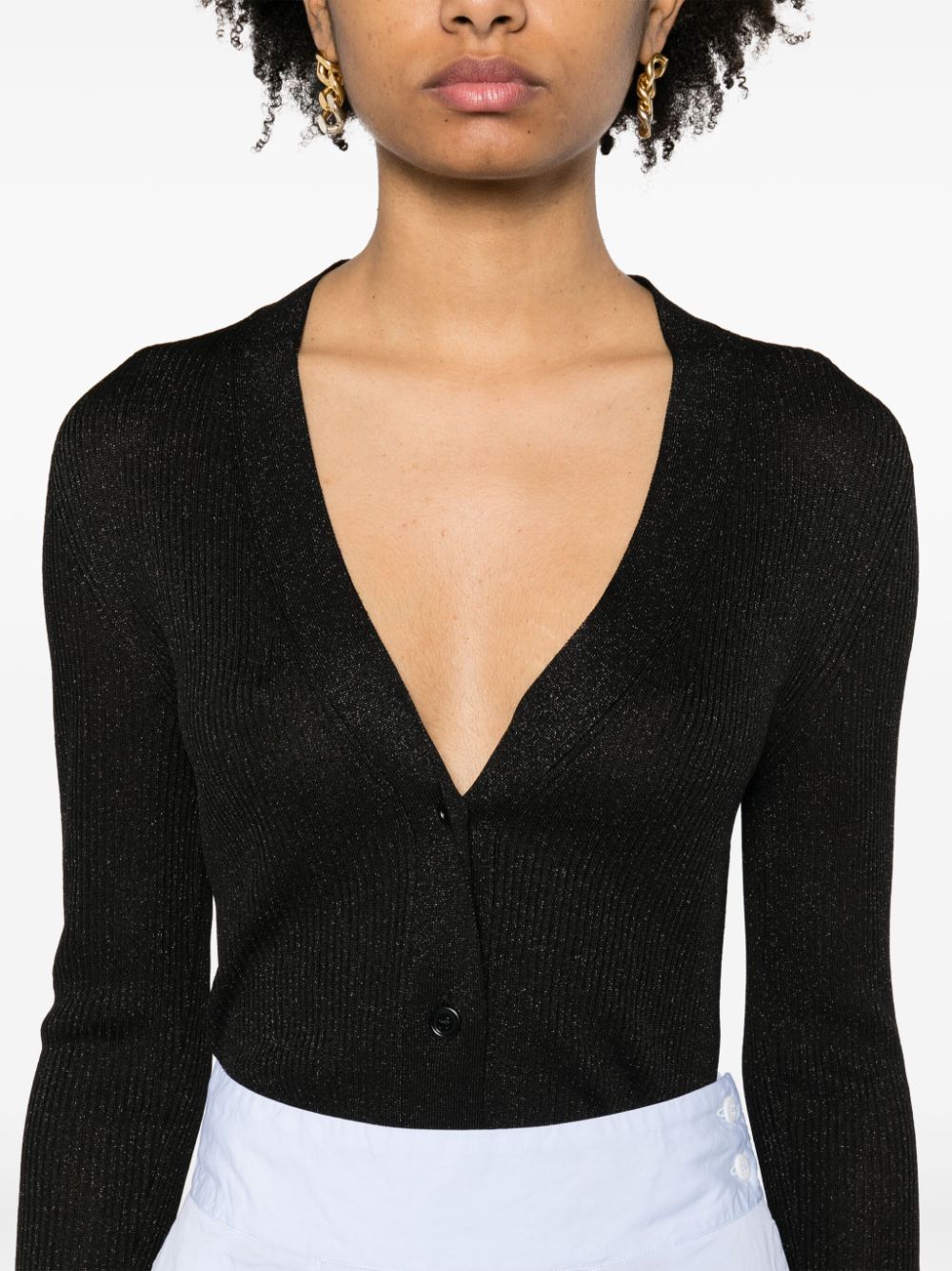Shop Fabiana Filippi V-neck Cardigan In Black