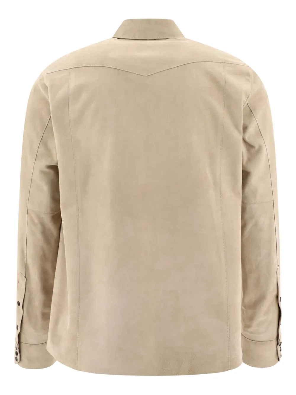 Tagliatore suede-leather button-down shirt jacket Beige