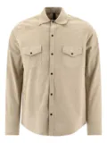 Tagliatore suede-leather button-down shirt jacket - Neutrals