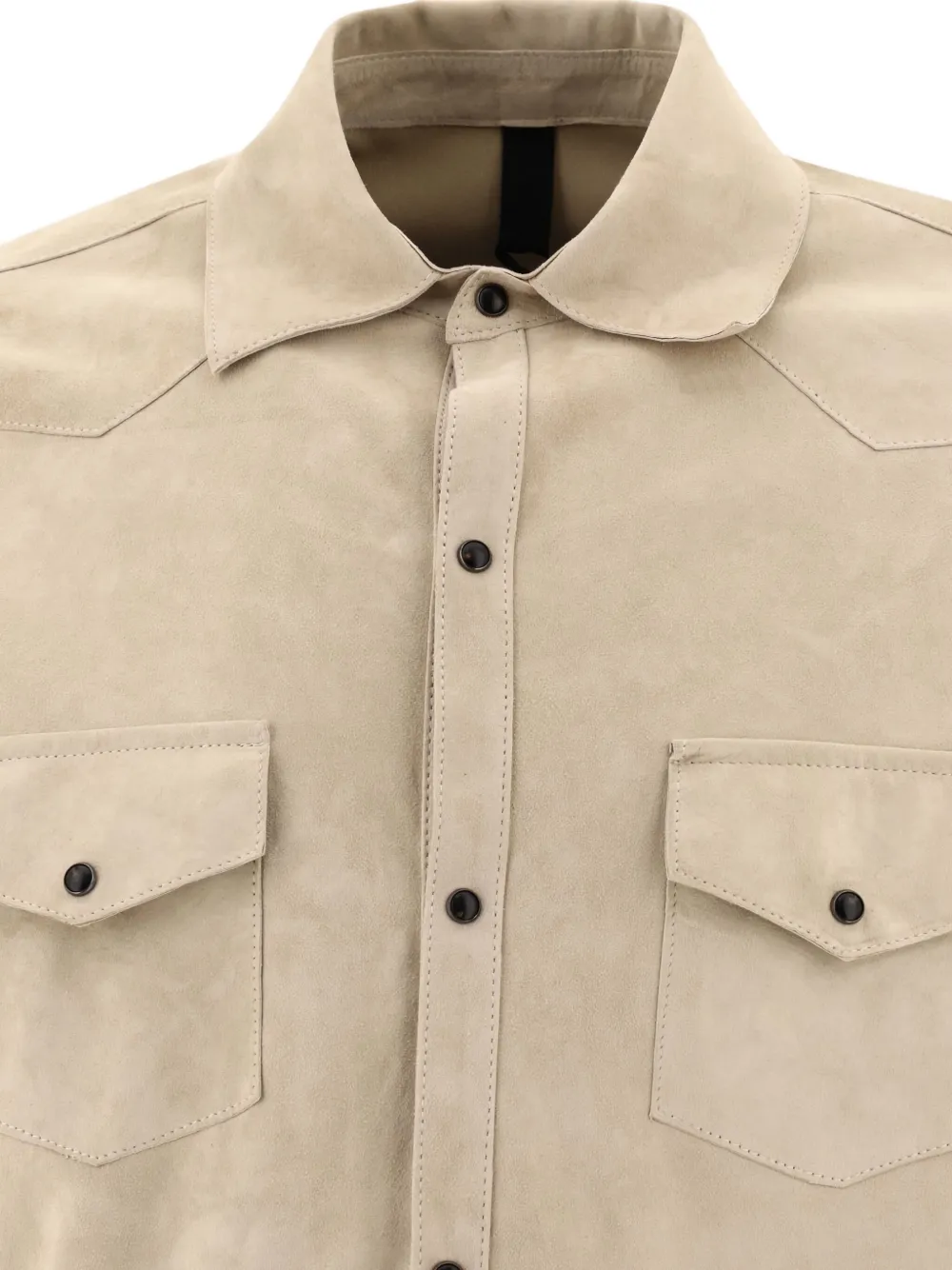 Tagliatore suede-leather button-down shirt jacket Beige