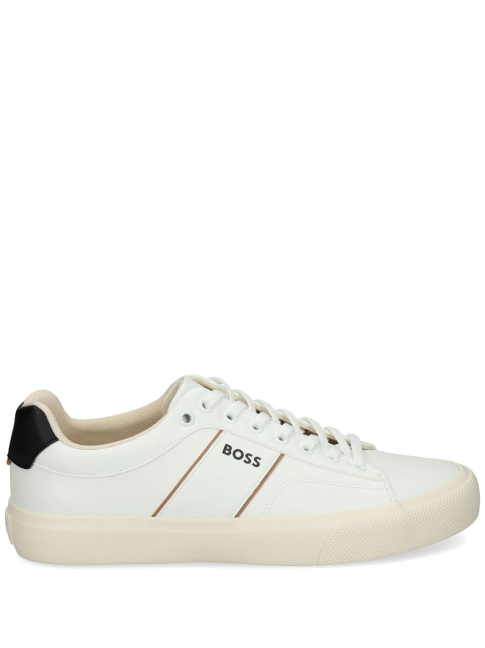 Hugo Boss Logo-print Faux-leather Sneakers In White