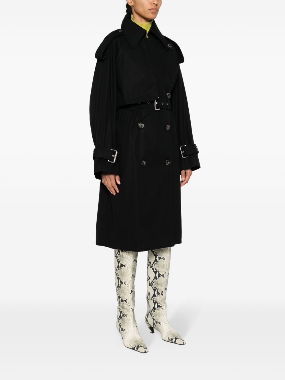 Shop Sportmax Double-breasted Trench Coat In Black