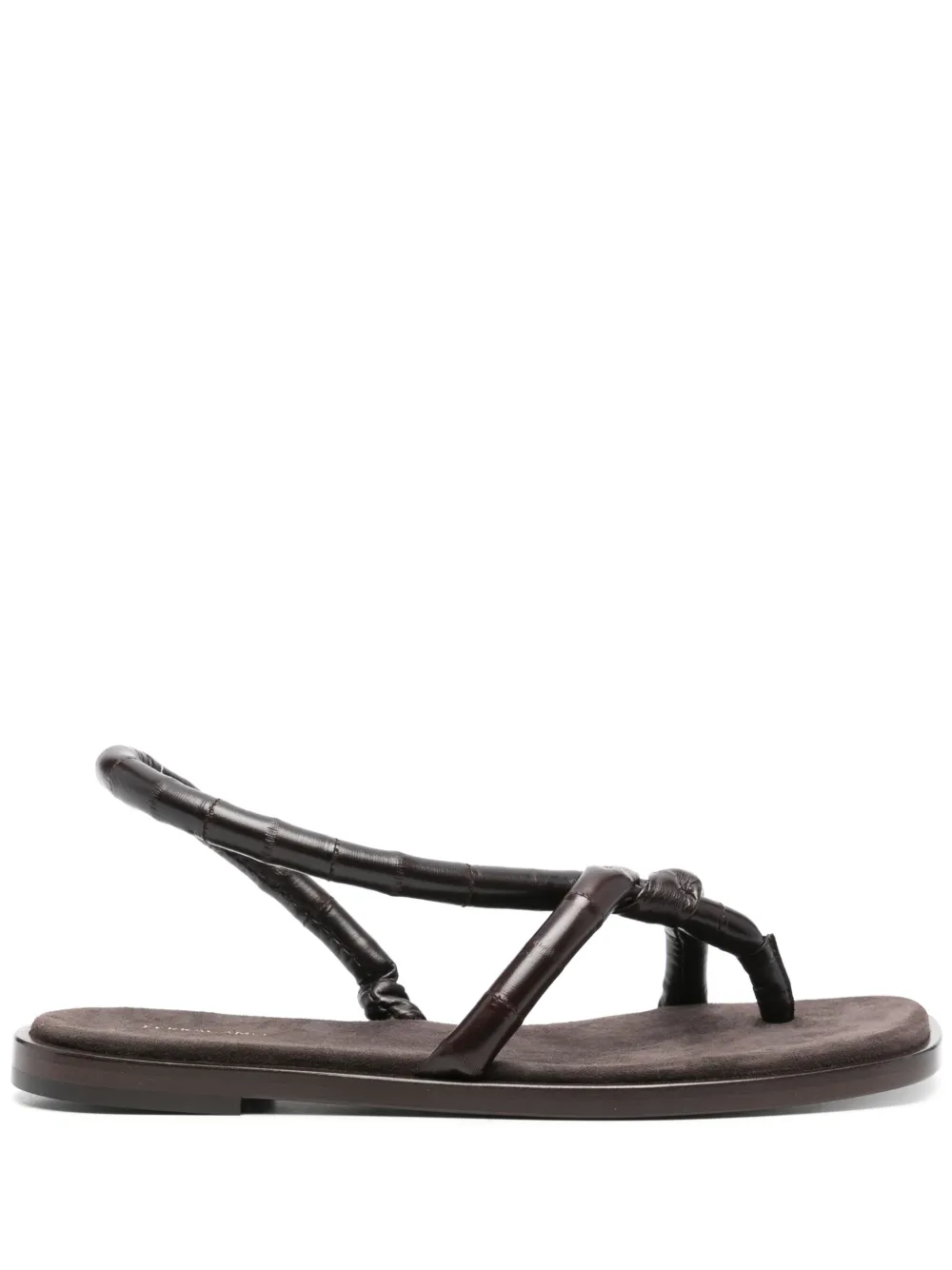 Ferragamo square-toe leather sandals Brown